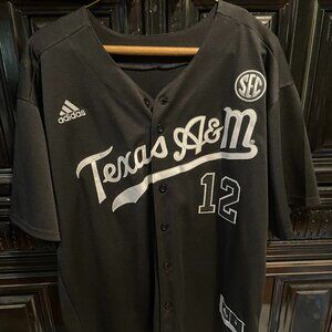Texas A&M Adidias Authentic Black Out Jersey Mens M